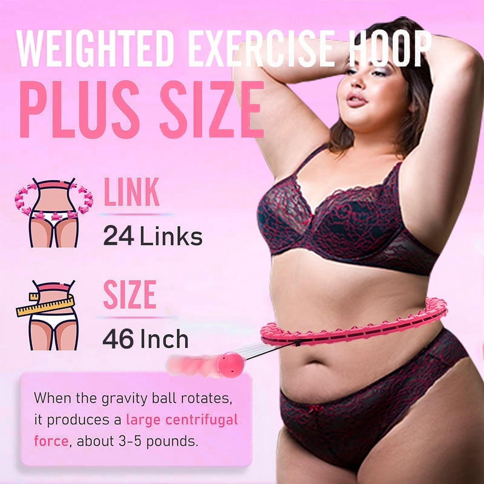 Arsvita Quiet Weighted Hula Hoops Detachable Hoops, Smart Noiseless Infinity Hula for Women, 2 in 1 Waist and Abdominal Workout Equipment at Home, 46 inch 24 Knots