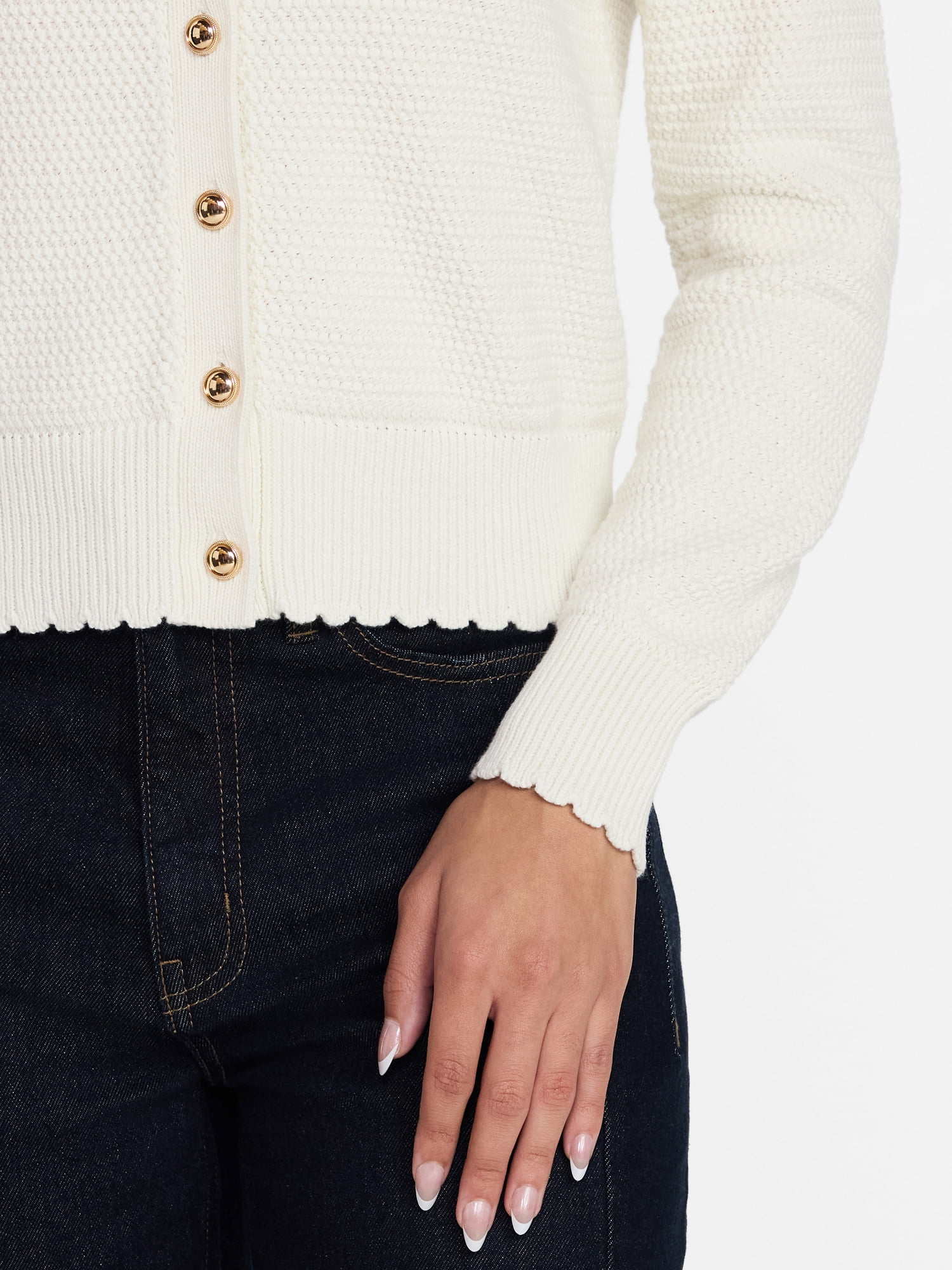 Time and Tru Women's Button Front Textured Cardigan, Sizes XS-XXXL