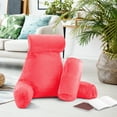 thumbnail image 6 of Nestl Reading Pillow, Extra Large Comfortable Bed Rest Pillow with Arms – Premium Shredded Memory Foam TV Pillow, Detachable Neck Roll & Lumbar Support Pillow - Coral Pink, 6 of 8