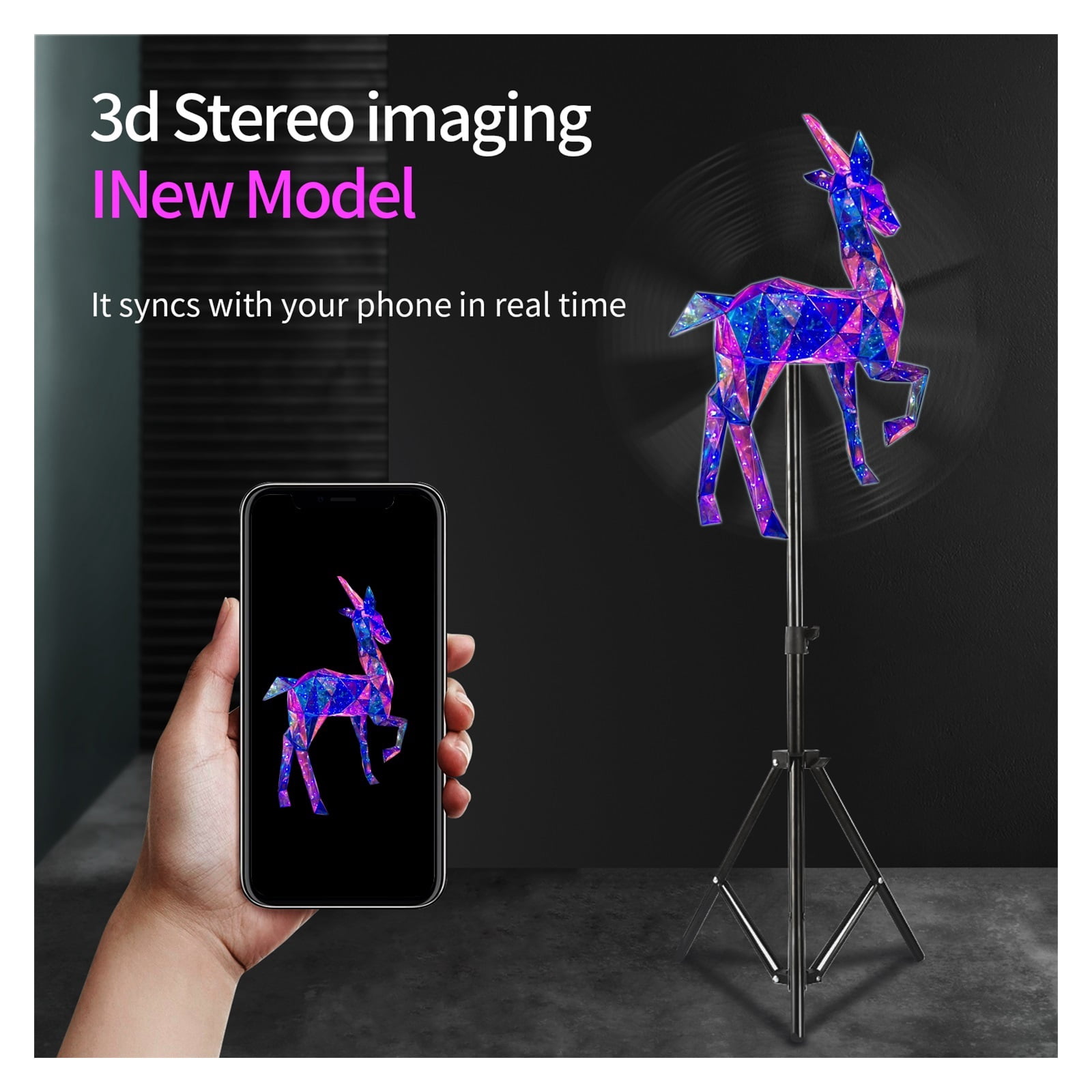 Hologram Fan Projector, 22 Inch Led Screen 3D Hologram Projector Advertising Wall-mounted Advertising Machine With Wifi Control Multiple Splicing ,Novel Advertising Tool