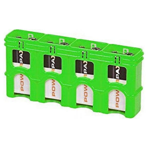 Storacell by Powerpax SlimLine 9V Battery Caddy, Glow-in-the-Dark Moonshine, Holds 4 Batteries