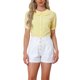 thumbnail image 2 of Blusa de botones con cuello Peter Pan y volantes de la edición INSPIRE CHIC para mujer en cuadros amarillos, 2 of 6