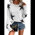 thumbnail image 3 of Suéter Informal de Punto con Cuello Redondo y Hombros Caídos con Estampado de Estrellas para Mujer L, 3 of 9