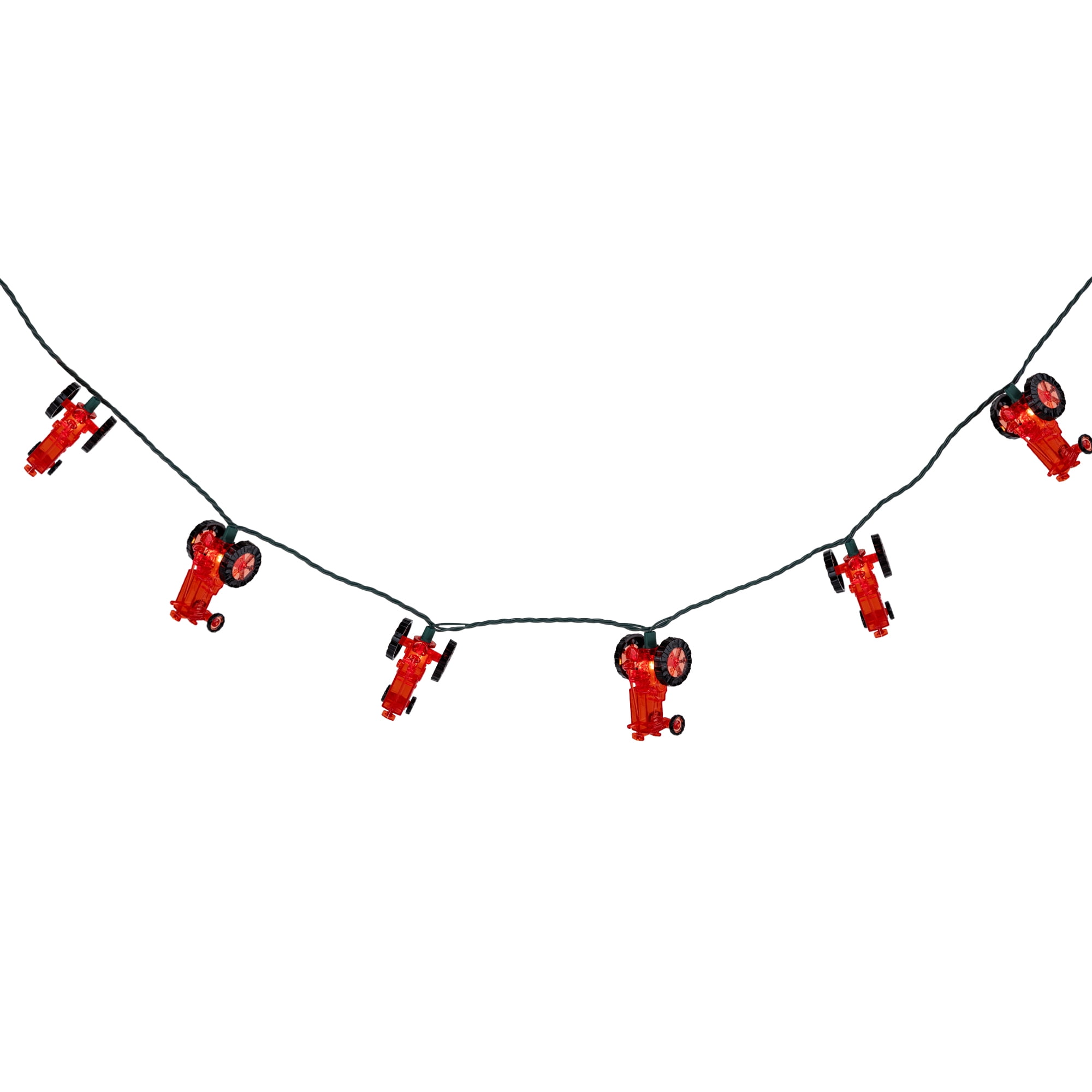 10-Count Red Tractor Patio Light Set 5.75ft Green Wire