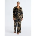 thumbnail image 2 of Joyspun Women’s Stretch Velour Notch Collar Long Sleeve Pajama Set, Sizes XS to 4X, 2 of 5