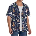 thumbnail image 2 of Vsdgher Animals And Wildflowers Men's Cuban Shirt, Hawaiian Shirts, Business Casual Button Down Shirts, Short Sleeve Shirt-X-Large, 2 of 5