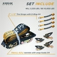 thumbnail image 2 of KODIAK STRAPS Adjustable Vehicle Tire Tie Down Straps Kit 4pk Heavy Duty Tire Straps with Snap Hooks lbs. Working Load 3333 lbs. Lasso 4 x Tow Strap Kit for Car, Truck, ATV Towing Accessories, 2 of 9