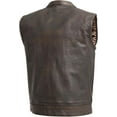 thumbnail image 2 of First Mfg Co - Sharp Shooter - Men's Motorcycle Biker Riding Leather Vest - Black Brown - Small, 2 of 5