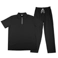thumbnail image 5 of Gamivast Smart Casual Men's Set Quarter Zip Shirt and Drawstring Pants Ribbed Texture Outfit for Golf Summer Daily Business Work Lounge Sporty Wear, 5 of 7