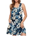 thumbnail image 4 of Levmjia Womens Sleeveless Floral Dress Casual Summer Cotton Spaghetti Strap Round Neck Loose Fit Beach Vacation Sun Dress Multi Color Option, 4 of 5