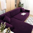 thumbnail image 3 of Eurhowing Sectional Couch Covers L-Shaped Sofa Covers, Velvet Super Stretch 2Pcs Sofa Slipcovers for 3 + 3 Seaters, Softness Corner Couch Cover, Purple, 3 of 11