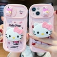 thumbnail image 2 of Sanrio-funda de cámara deslizante 3D Hello kitty para iPhone 14, 13, 12, 11 Pro Max Plus, soporte de protección completa, funda de teléfono Original Fivean unisex, 2 of 2