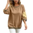 thumbnail image 4 of Wensltd Women Sweatshirt Round Neck Three Quarter Sleeve Soft Pullover Casual Loose Fit Tops, 4 of 8