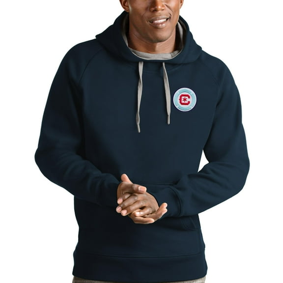 Men's Antigua Navy Chicago Fire Logo Victory Pullover Hoodie