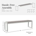 thumbnail image 3 of DuroGreen Park City 60" Dining Bench Made With All-Weather Tangent Sustainable Lumber, High End Outdoor Seating, No Maintenance Deck and Patio Furniture, Easy Assembly, US Made, White with Light Gray, 3 of 8