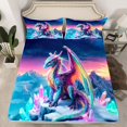 thumbnail image 2 of Homewish Colorful Dragon Full Size Sheets,3D Chic Diamond Bed Sheets,Orange Sunset Sheet Sets For Kids,Super Cozy Room Decor,4-Piece, 2 of 7
