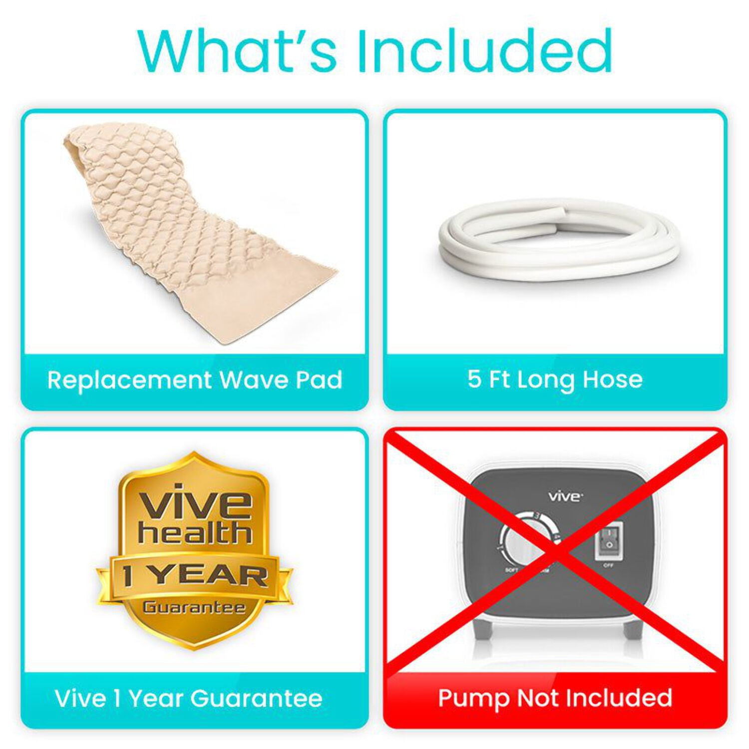 Vive Alternating Air Pressure Mattress Pad Replacement - Original Bed Sore Prevention Solution - Hospital & Home Mattress Topper with Waterproof Inflatable Ulcer Cushion Pad & Heat-Resistant Design