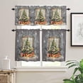 thumbnail image 3 of Christmas Grey Kitchen Curtains and Valances Set, Rod Pocket Curtains Tier Farmhouse Window Curtains 24 Inch Length, Winter Pine Tree Snowflake Ball 3 Piece Kitchen Curtains Set, 3 of 6