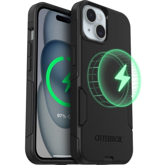 OtterBox iPhone 15 Plus, 14 Plus - Commuter MagSafe Case - Slim & Tough - Pocket-Friendly - Dual Layer Drop Protection - Port Covers – Non-Retail Packaging - Black