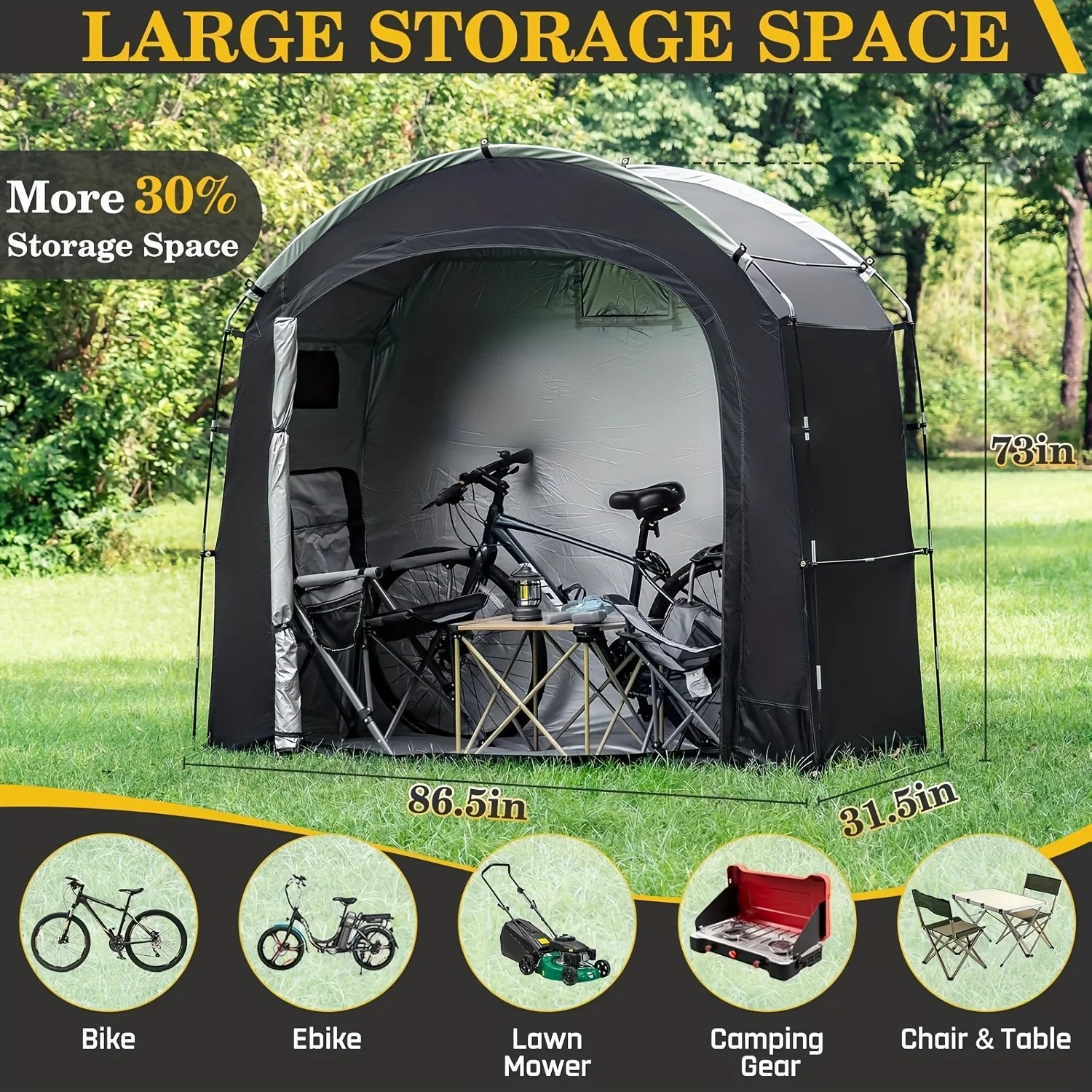 Upgrade and thicken waterproof bicycle storage tent, with 30% super ceiling space, anti storm and anti ultraviolet, universal for 2-5 bicycles, easy to install