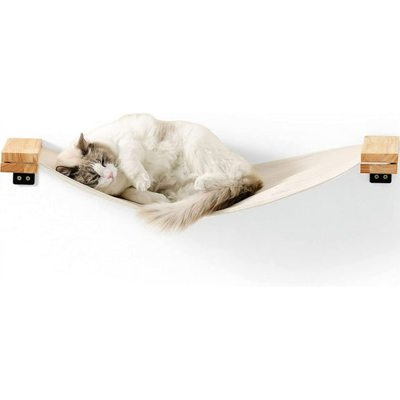 Cat Wall Furniture, 34 x 13 inch Cats Hammock Shelves, Rubberwood Kitten Window Perch, Easy DIY Installation