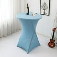 thumbnail image 2 of Clearance! 43.3x23.6 Inch Spandex Round Tablecloth Cocktail Blue Table Covers Fitted Stretch Tablecloth for Wedding Banquet Party Birthday Table Cloth,BU4, 2 of 6
