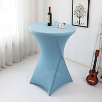 Cozival Round Table Cover, Cocktail Tablecloth - 43.3X23.6 Inch Stretch Spandex Round Table Cover, Wrinkle-Resistant for Wedding/Banquet/Birthday Party, Stretch Tablecloth, Blue4
