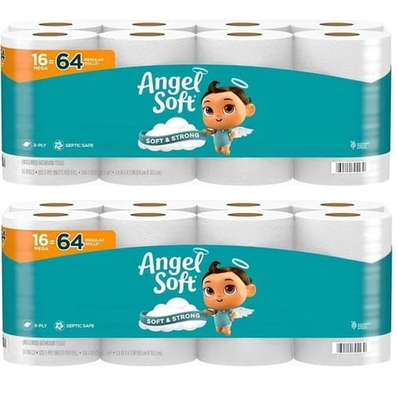 Angel Soft Toilet Paper, 16 Mega Rolls = 48 Regular Rolls, 320  2-Ply Sheets Per Roll