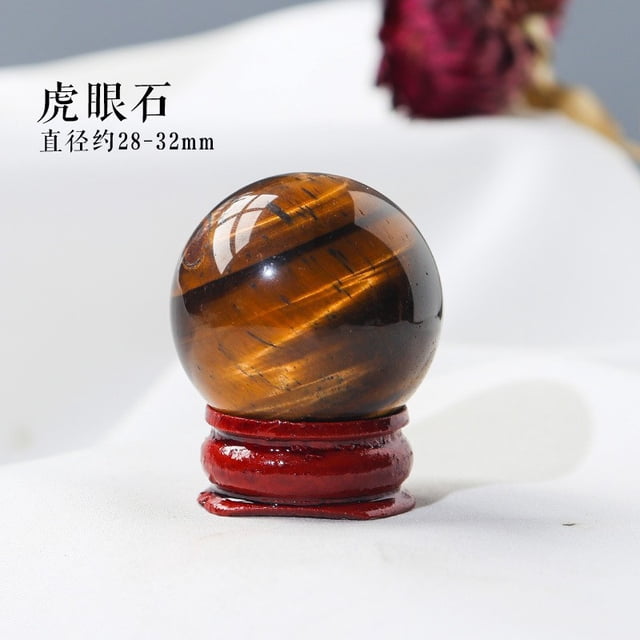 Xiao Hua 1 bola de piedra original de cristal natural marrón con base, adorno con logotipo mineral de divulgación científica planetaria, Bola de agua de ráfaga de siete estrellas