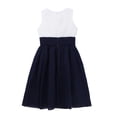 thumbnail image 5 of DPOIS Kids Sleeveless Pleated Flower Girl Dress Wedding Party Formal Dress White&Navy Blue 4, 5 of 7