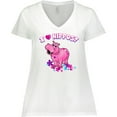 thumbnail image 3 of Inktastic I Love Hippos with Pink Hippo and Flowers Women's Plus Size V-Neck T-Shirt, 3 of 5