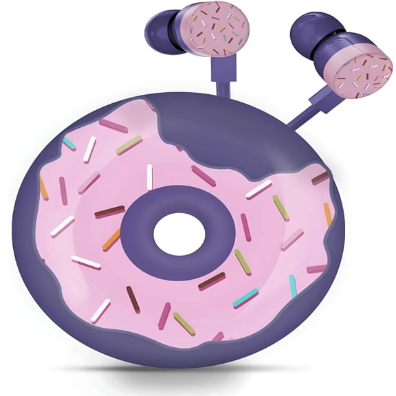 GJX Donut Earbuds for Kids, Cute Earbud & In-Ear Headphones Wired Gift for School Girls and Boys with Microphone and Lovely Earphones Storage Case
