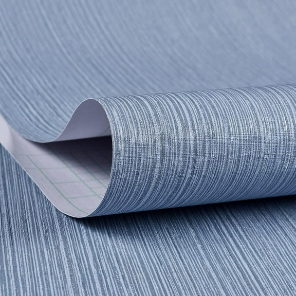 Grasscloth Wallpaper Textured 24in X 393in Fabric Contact Paper Grey Blue Wall Paper Textured Linen Peel and Stick Self-Adhesive Thick Vinyl Embossed Film Wallpaper (Gray Blue)