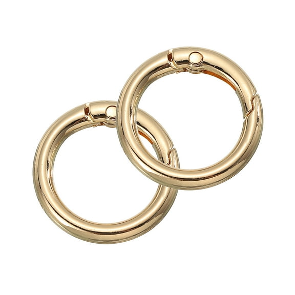 Uxcell Round Spring O Rings, 2Pcs 1.02 Inch OD Trigger Buckle Snap Clips for Bags, Purses, Keyrings, Gold Tone