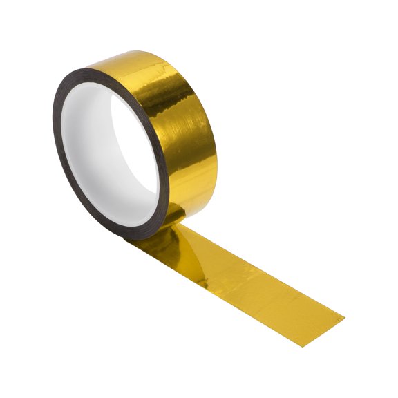 Unique Bargains 1 Roll Universal Air-Release Adhesive Pinstripe Tape Reflective Gold Tone 1.18"x164.04ft