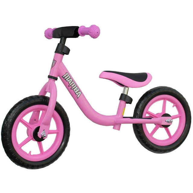 Mamba Sport 12" Balance Bike (Pink) Lightweight Adjustable Seat and Handlebar No Pedal Bicycle for Kids Ages 2-5 years old, Padded Seat, Safety Pad, Rubber Grips Flat Free EVA Tires