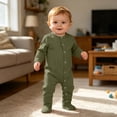 thumbnail image 4 of Karoyedx Winter Newborn Boy Clothes Baby Long Sleeve Romper Cotton Cartoon Print Newborn Infant Bodysuit Jumpsuit Unisex Green Size,6-9Months, 4 of 4