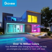 Govee A19 Wi-Fi 1200LM RGBWW LED Smart Light Bulb, Wi-Fi & Bluetooth Light Bulbs, Dimmable, Color Changing, 85W Equivalent Bulbs,4 packs
