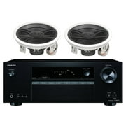 Onkyo 5.2 Channel Full 4K Bluetooth AV Home Theater Receiver + Yamaha 3-Way In-Wall/Ceiling Surround Sound Home Theater Speaker Package (Pair)