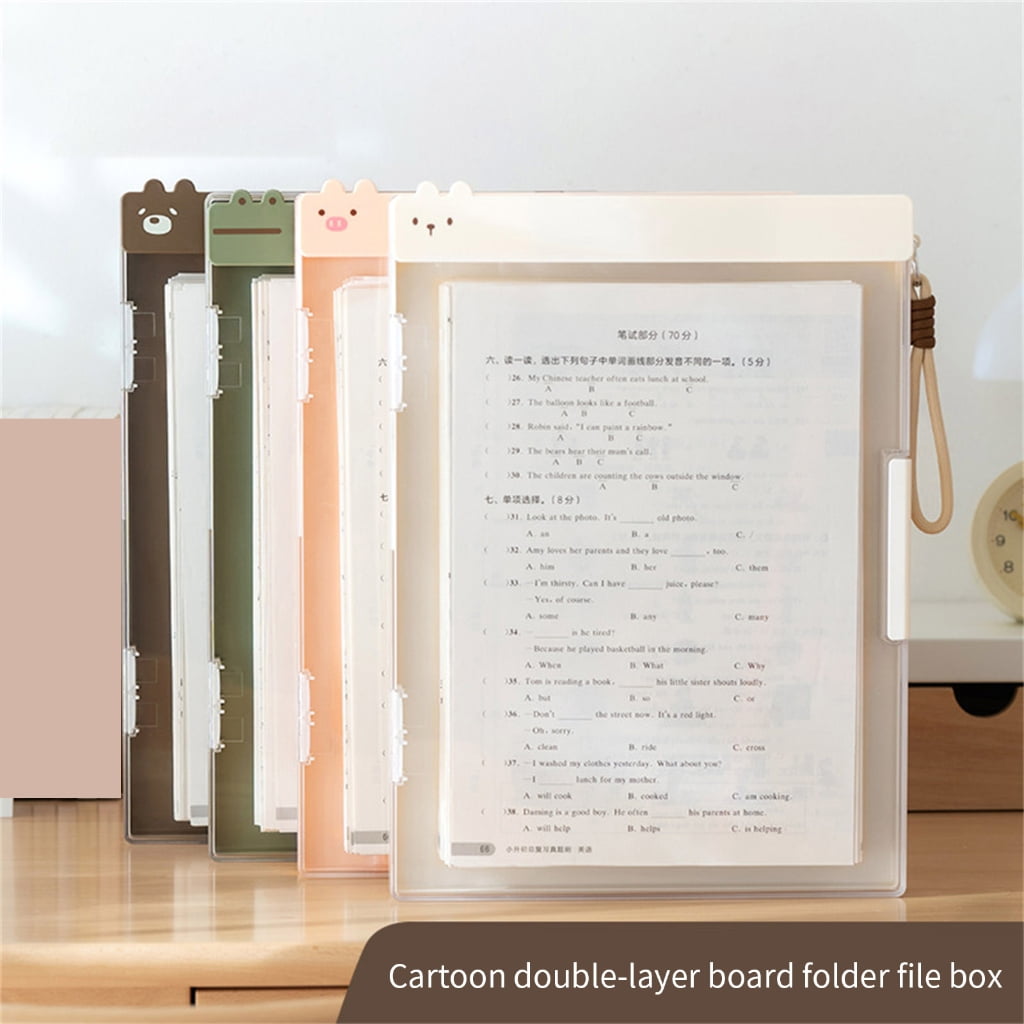 Zeiwohndc Double Layer ABS Document with Clipboard Portable File Organiser Storage Box