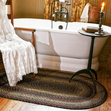 Homespice Enigma Reversible Black Cotton Rug 5' x 8' Oval Braided Area Rug