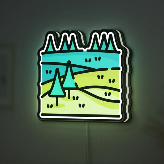 Grassland Nature 3D Novelty Light Box, Landscape and Tree Lamp Decor for Outdoor Inspired Spaces and Eco Interiors (Height 12 inch, 30cm)