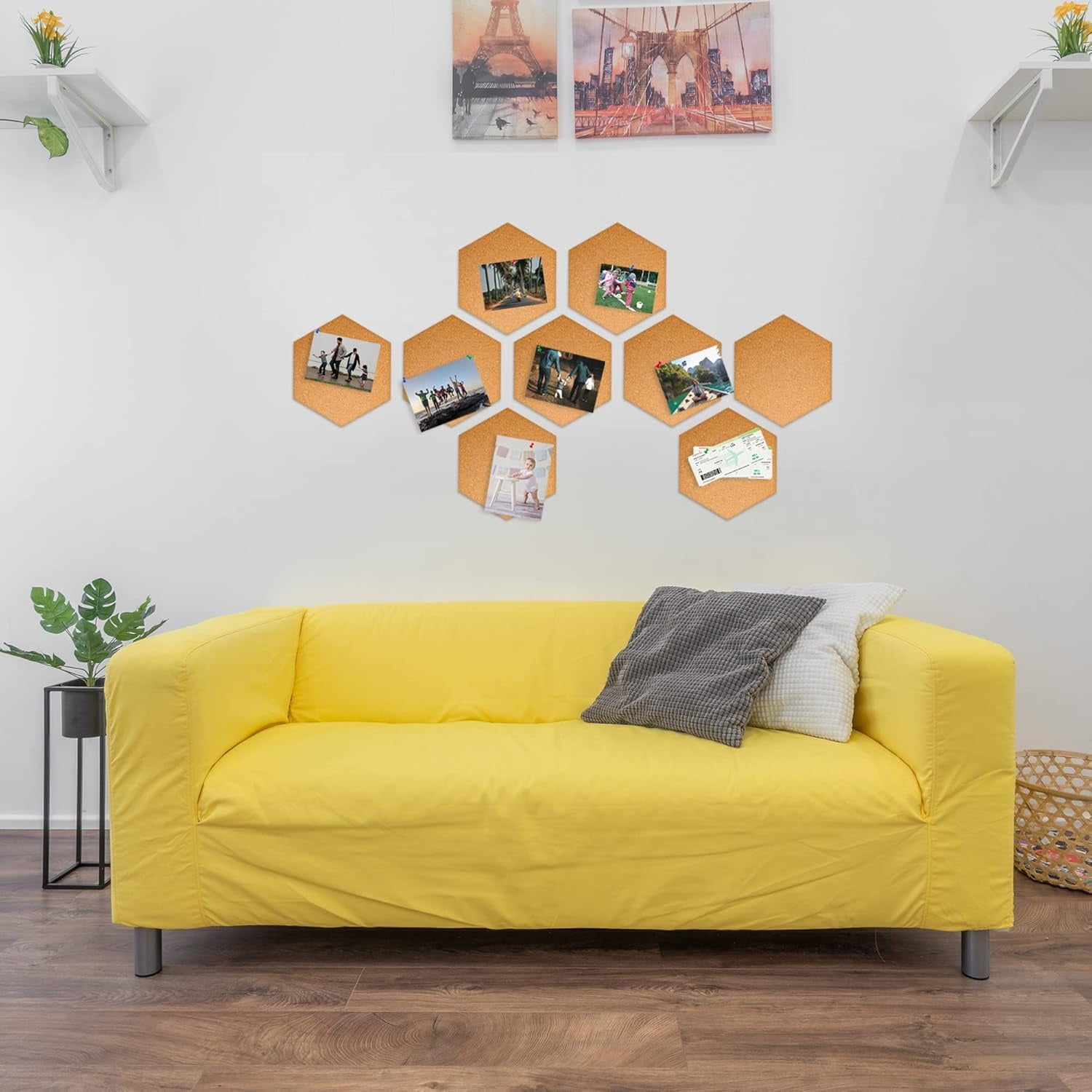 Hexagon Cork Board Tiles Bulletin Board,Bexikou 6 Pcs 1/4" Thick Small Cork Boards for Walls,Self-Adhesive Cork Tiles for Home Office Decor, School Message Board, Bulletin Board Decor