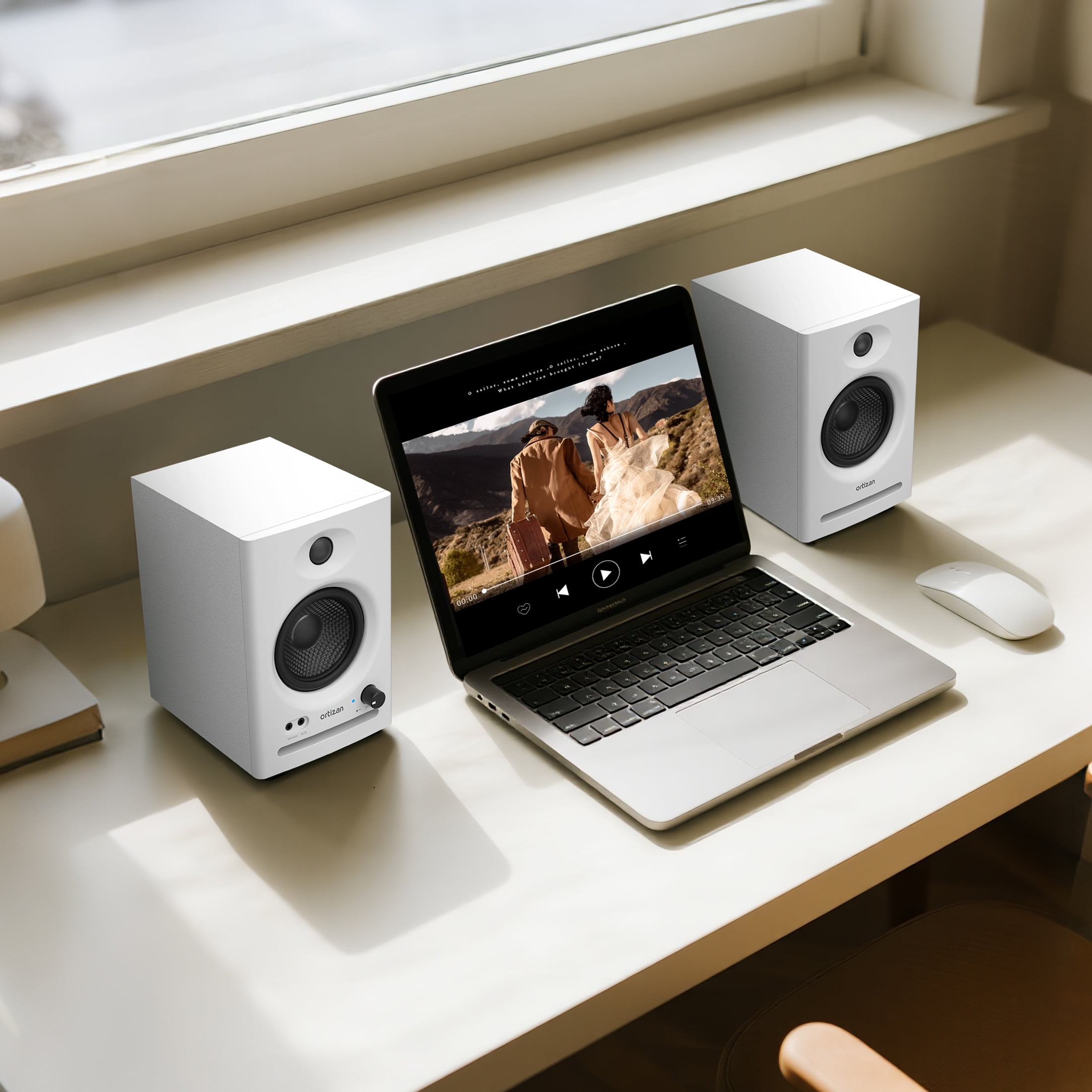 Active Studio Monitor Speakers, Bluetooth 5.3 Wireless, for Music Production, PC Gaming & Home Audio, Bookshelf Speakers (Pair, White)