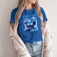 thumbnail image 3 of Pop cazadora para niña Demo-n Hunters Round-Neck Printed Anime Trio Poster T Shirt （Blue）, 3 of 3