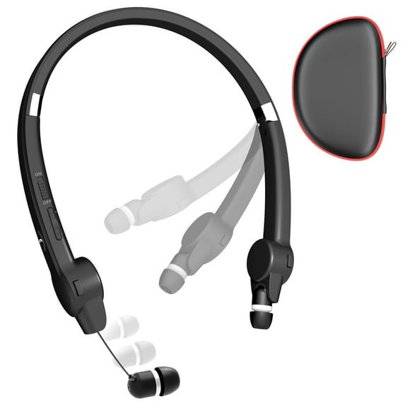 Auriculares Bluetooth con banda para el cuello AMORNO, plegables, color negro oscuro