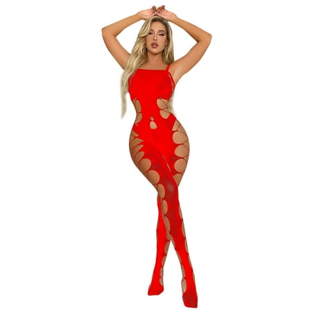 Women s Exotic Teddies & Bodysuits 1 PC Womens Crotchless Lingerie Red Sexy Lace Lingerie One Size
