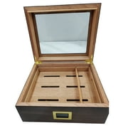 ORORO Humidors simple humidification system, accurate hygrometer, walnut finish, magnetic seal, double layer can hold 35-40 cigars