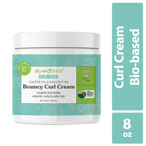 Sky Organics Curl Care Bouncy Curl Cream for Curly Hair, 8 fl oz