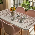 thumbnail image 3 of Brown Eucalyptus Leaves Table Cloths for 4 Foot Rectangle Tables, Spring Leaves Plants Country Beige Patio Waterproof Elastic Fitted Tablecloths, Washable Rectangular Table Cover for Camping, 3 of 8